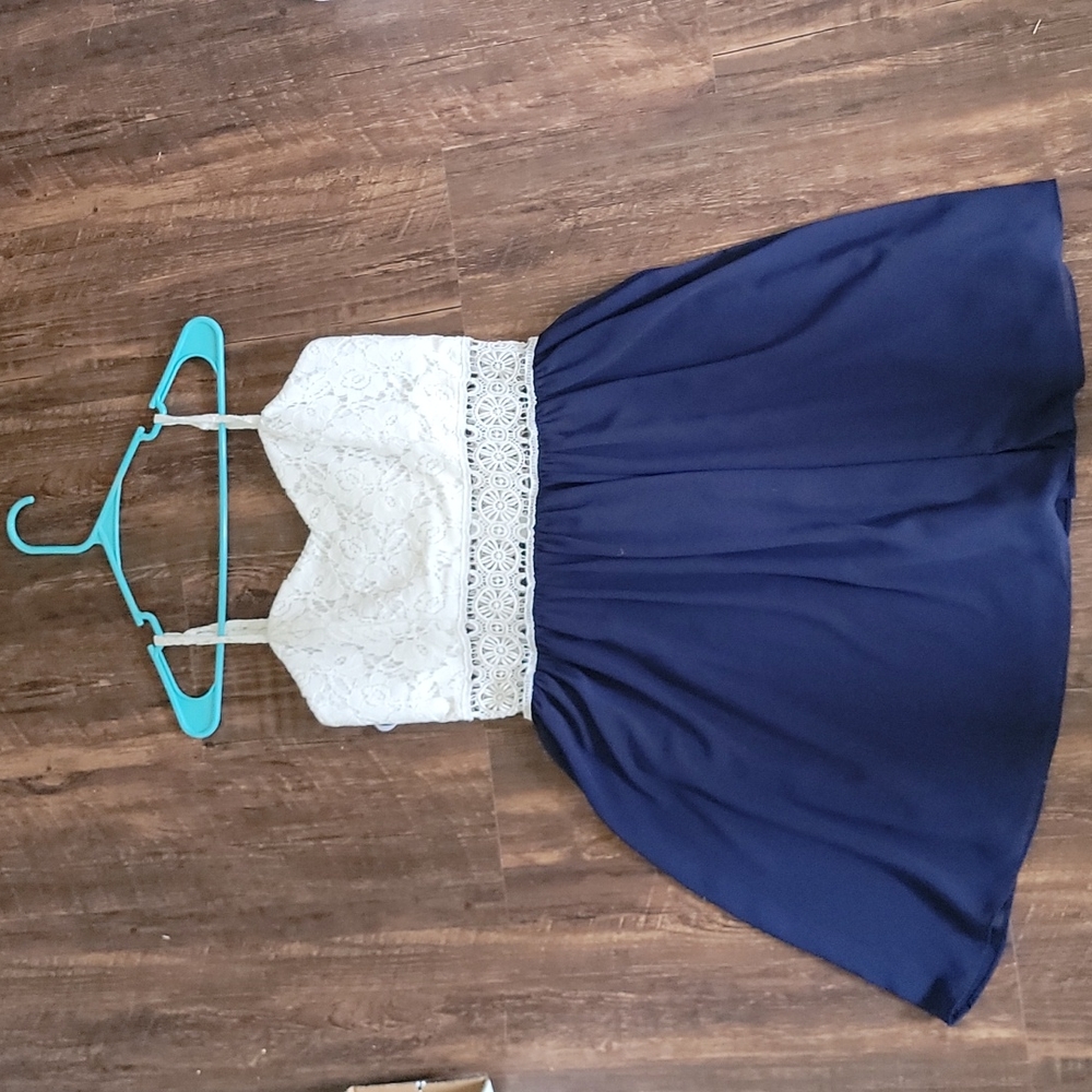 White and blue dress